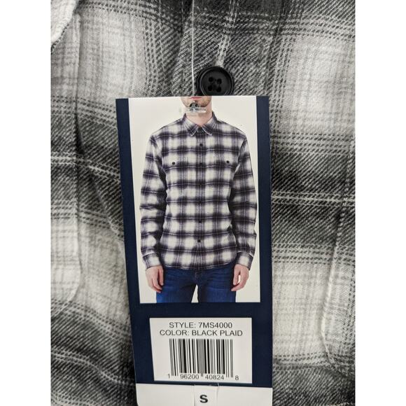Lucky Brand Flannel Shirt S Black Plaid 7MS4000‎ Humboldt Woven Western Classic - Picture 5 of 11